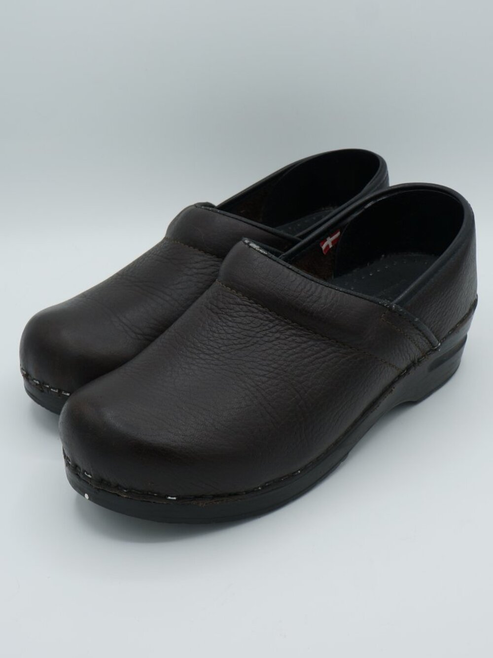 Sanita Professional Brown Leather Work Clogs Nursing Shoes Women's EU 38